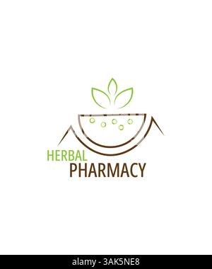 pharmacy herbal medical medicine logo design vector, herbal pharmacy logo design, pharmacy logo vector template Stock Vector