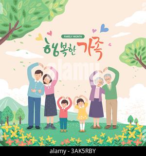 Family month event design, happy family illustration. Translation: Happy Family Stock Vector