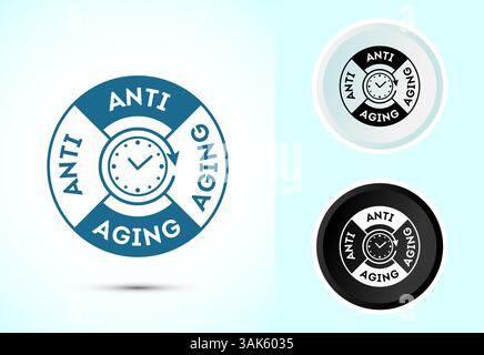 Anti aging icon design illustration. Anti aging sign, symbol in color, black and white Stock Vector