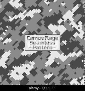 Pixel camouflage black background seamless pattern Stock Vector