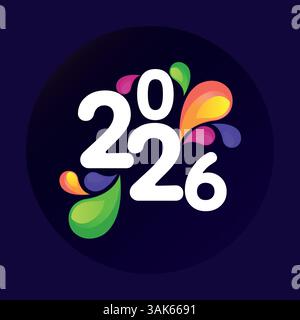 2026 New Year numbers with gradient colorful banner Stock Vector