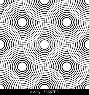 Black white ornamental geometric pattern with concentric circles on beige background. Empty circles. Design element for logo, web pages, prints, poste Stock Vector