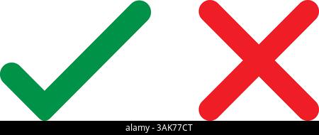 Cross and check mark icon set Stock Vector