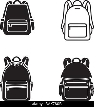 Minimalist School Bag Silhouette Vector Design Stock Vector