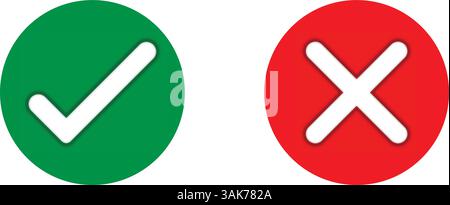 Cross and check mark icon set Stock Vector