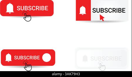 Minimalist Subscription button with bell icon for notification Stock Vector