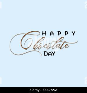 Happy chocolate day calligraphy text isolated on white background Stock Vector