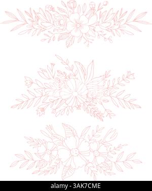 Minimalist Hand drawn flower set Stock Vector