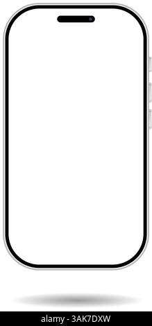 Minimalist Smartphone Vector Mockup – Blank Screen Mobile Device Illustration Stock Vector