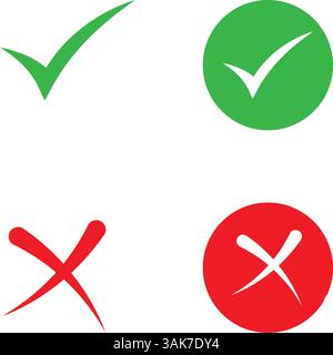 Cross and check mark icon set Stock Vector