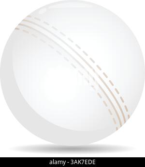 Minimalist vector illustration of a cricket ball on white background Stock Vector
