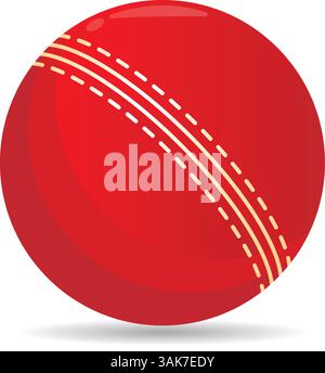 Minimalist vector illustration of a cricket ball on white background Stock Vector