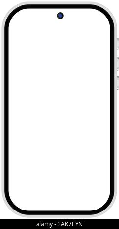 Minimalist Smartphone Vector Mockup – Blank Screen Mobile Device Illustration Stock Vector