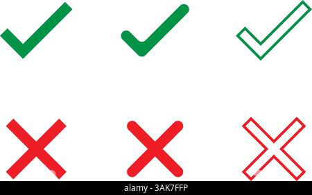 Cross and check mark icon set Stock Vector