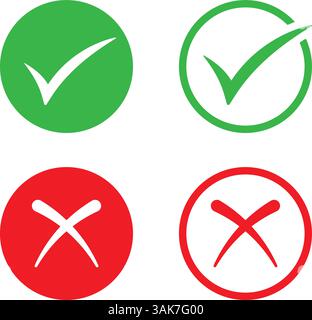 Cross and check mark icon set Stock Vector