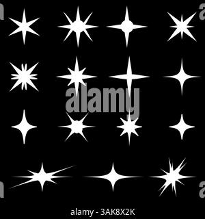 A set of vector star icons and flat-style glare for web design and internet Stock Vector