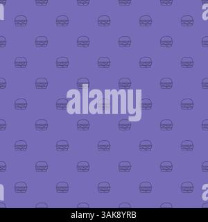Seamless vector pattern burger on purple scribble background Stock Vector