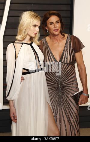 February 26, 2017 - La, CA, United States of America - Andreja Pejic and Caitlyn Jenner arriving at the Vanity Fair Oscar Party at the Wallis Annenberg Center for the Performing Arts on February 26 2017 in Beverly Hills, Los Angeles  (Credit Image: © Famous/Ace Pictures via ZUMA Press) Stock Photo