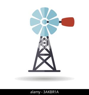 Wind pump isolated icon. Agriculture sign. Graph symbol for your web site design, logo, app, UI. Vector illustration, EPS10. Stock Vector