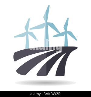 Windmill on the field isolated icon. Agriculture sign. Graph symbol for your web site design, logo, app, UI. Vector illustration, EPS10. Stock Vector