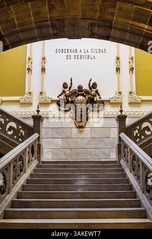 City Hall, interior, City of Puebla, Puebla State, Mexico Stock Photo ...