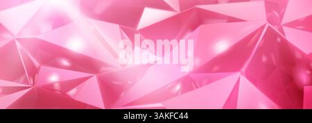Vector illustration of vibrant pink abstract crystal background with geometric shapes and light effects, creating a modern futuristic design. Stock Vector