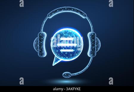 Customer service. Support call, live advice, phone bot, chat headphone Stock Vector