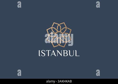 Muslim Geometric Islamic Logo Ornament Ramadan Arabic Mandala Linear Sign Symbol Template Stock Vector