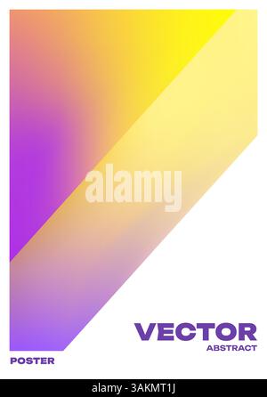Diagonal poster with yellow and purple gradient Stock Vector