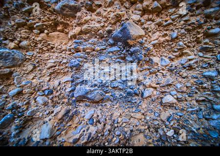 Rocky Texture with Stones and Sand Close-Up Perspective Stock Photo