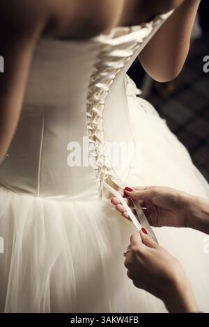 Wedding dress close-up Stock Photo