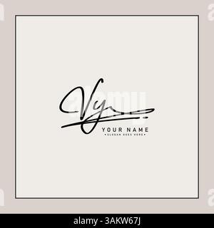 VY Initial Logo in Signature Style for Photography and Fashion Business - Hand Drawn Signature Logo Vector Stock Vector