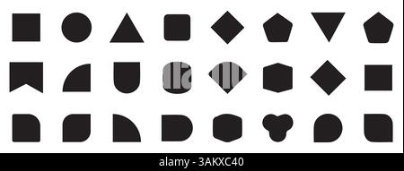 Set of Simple shape Vector set of retro y2k minimal graphic icons, logos, design elements.  vector illustration Stock Vector