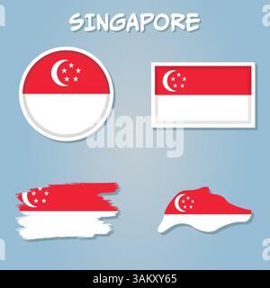 Layered editable vector illustration country map of Singapore Stock Vector