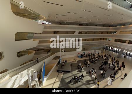 student orientation session, Library and Learning Center, the Vienna University of Economics and Business, by Zaha Hadid, 2013. Stock Photo