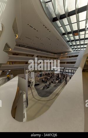 student orientation session, Library and Learning Center, the Vienna University of Economics and Business, by Zaha Hadid, 2013. Stock Photo