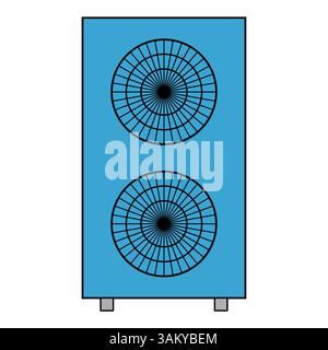 Heat pump air source icon, cooling electric system machine, cool web vector illustration . Stock Vector