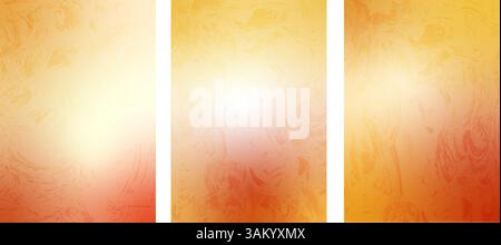 Warm colors gradient backgrounds with abstract noise. Sunny autumn retro gradation templates set. Vector bright fall backdrops with blur effect. Stock Vector