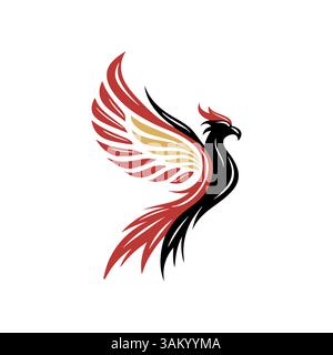 A beautiful illustration with a fiery bird - the phoenix logo Stock Vector
