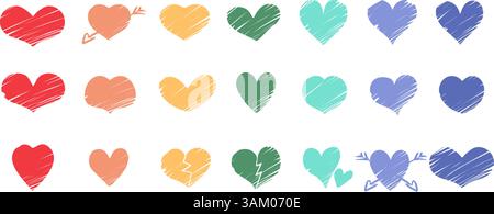 Collection of vibrant rainbow color heart shapes love, diversity, and inclusion concept. Design elements for LGBTQ+ themes, pride events, and emotiona Stock Vector