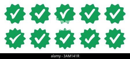 Profile Verified badge icon. Check and Approved, Accept, Instagram verified badge icon. vector illustration. Green verified badge icon Stock Vector