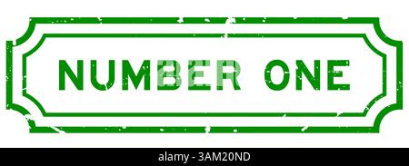 Grunge green number one word rubber seal stamp on white background Stock Vector
