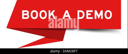 Redcolor speech banner with word book a demo on white background Stock Vector