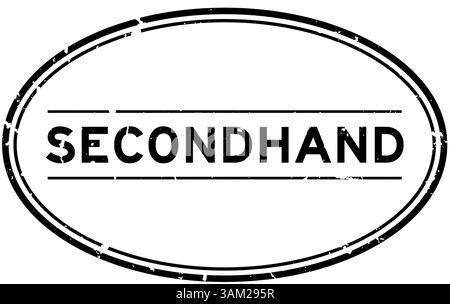 Grunge black secondhand word oval rubber seal stamp on white background Stock Vector