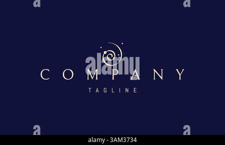 Vector golden logo featuring an abstract image of a spiral star formation or shell. Stock Vector