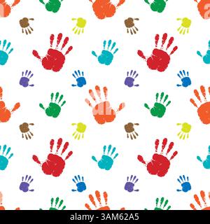 Seamless background made from color handprints Stock Vector