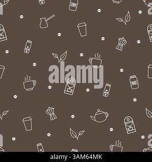 Seamless pattern of coffee, vector background Stock Vector