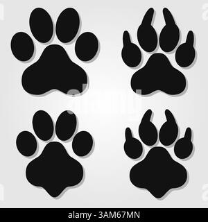 Different footprints of big cats set Stock Vector