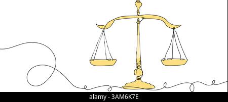 Scales of Justice Line Drawing Stock Vector