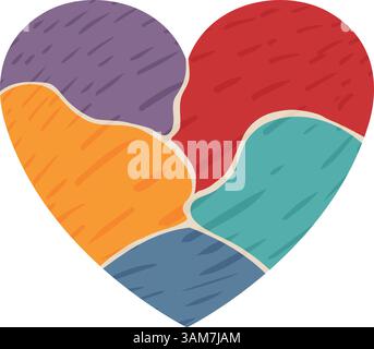 Unity in Diversity Heart. Colorful Vector Illustration Symbolizing Inclusion and Togetherness on transparent background Stock Vector